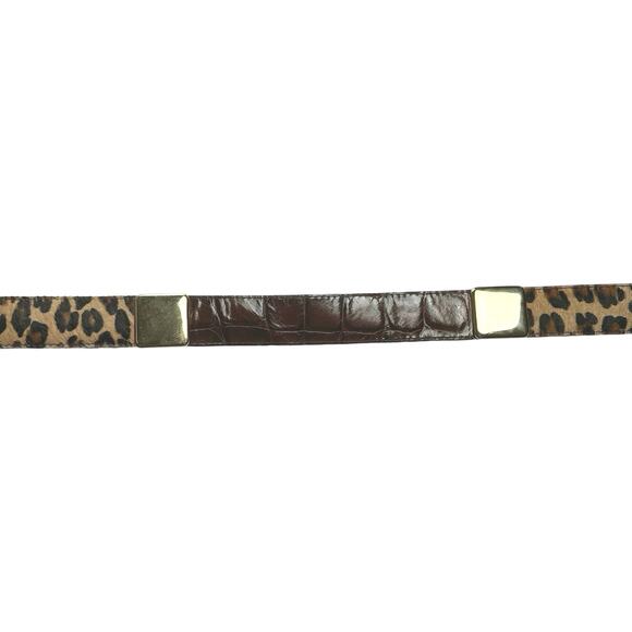 Avignon | Women | Mixed Media Metal Leather Calf Hair Leopard Print Belt | Large - Picture 5 of 9